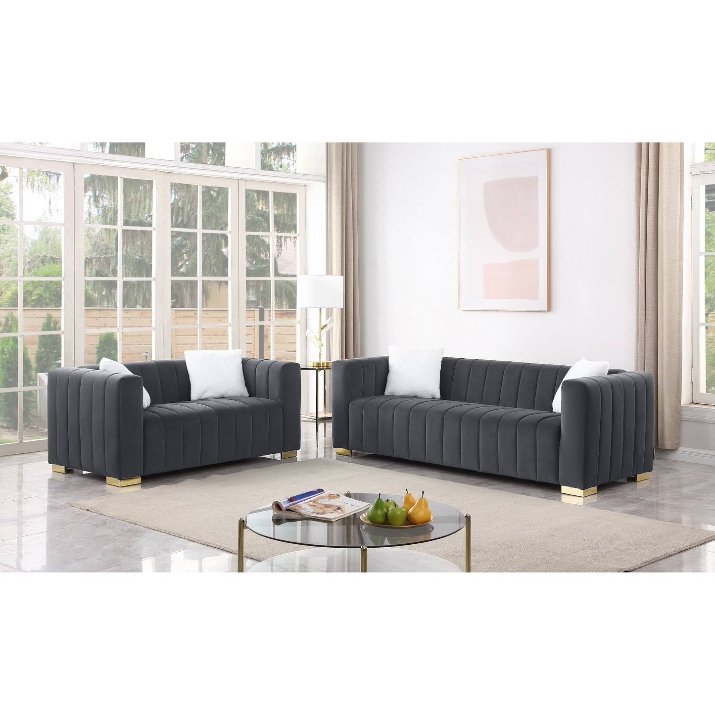 Divano Chesterfield 87.01 a 3 posti con cuscini e rivestimento in velluto per soggiorno