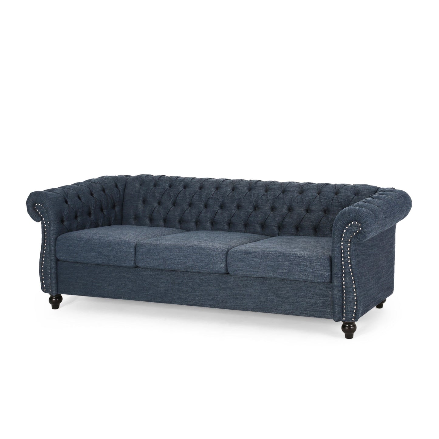 Divano Chesterfield a 3 posti con bottoni e borchie