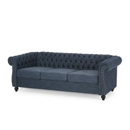 Divano Chesterfield a 3 posti con bottoni e borchie