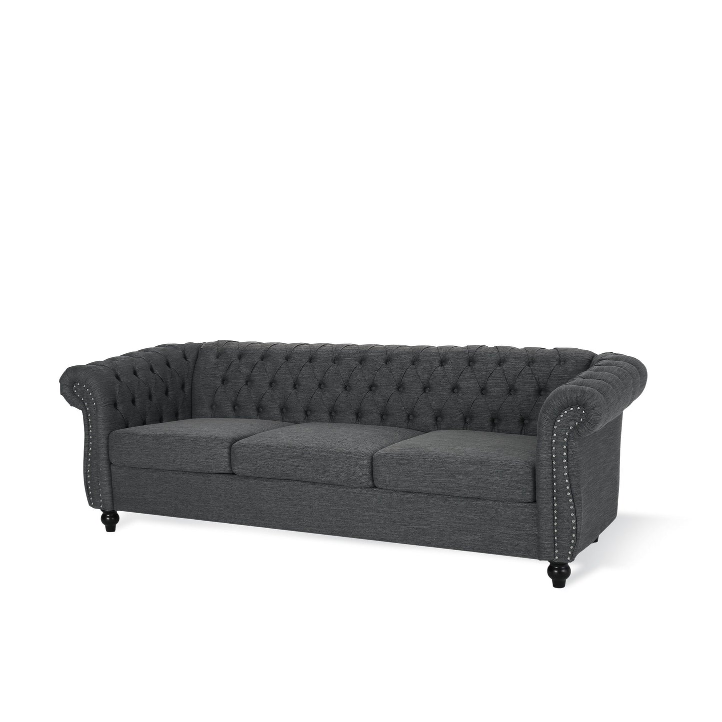 Divano Chesterfield a 3 posti con bottoni e borchie