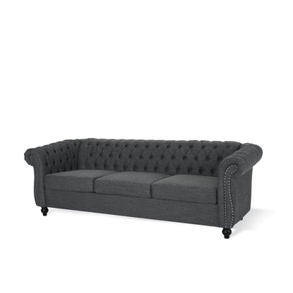 Divano Chesterfield a 3 posti con bottoni e borchie