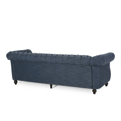 Divano Chesterfield a 3 posti con bottoni e borchie