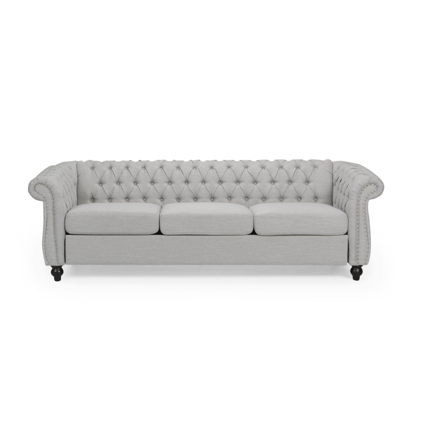 Divano Chesterfield a 3 posti con bottoni e borchie