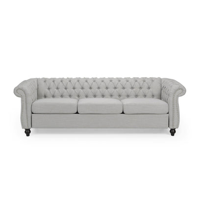 Divano Chesterfield a 3 posti con bottoni e borchie