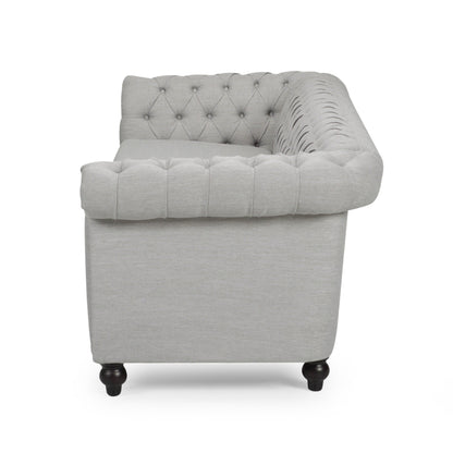 Divano Chesterfield a 3 posti con bottoni e borchie