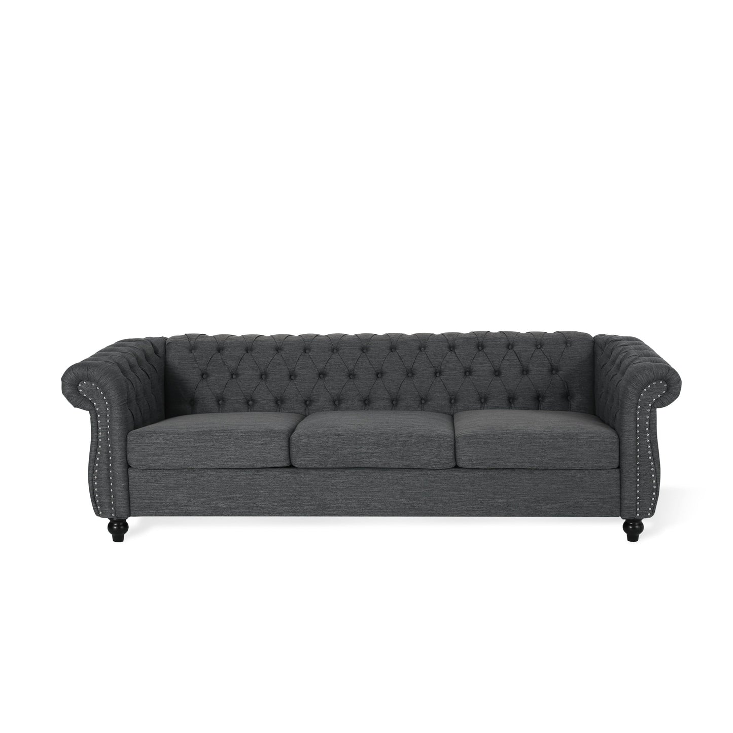 Divano Chesterfield a 3 posti con bottoni e borchie