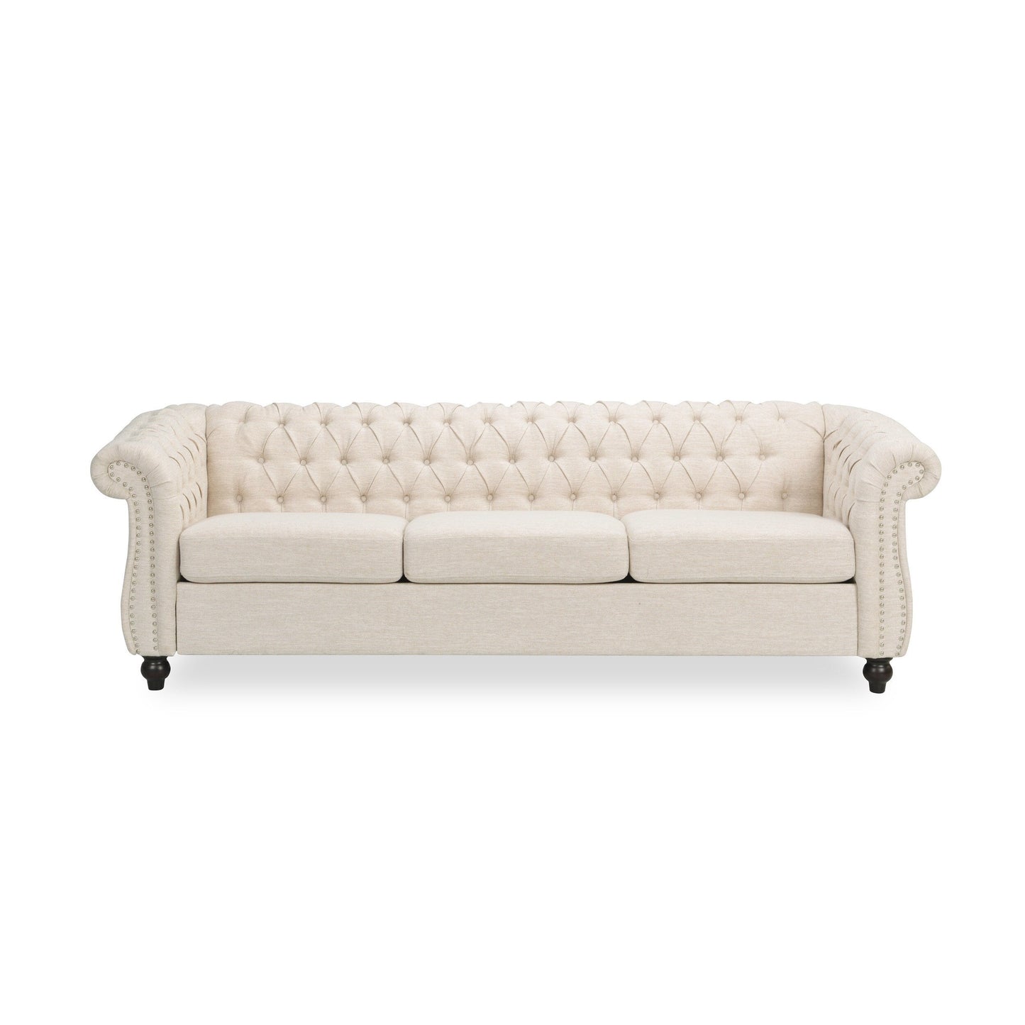 Divano Chesterfield a 3 posti con bottoni e borchie