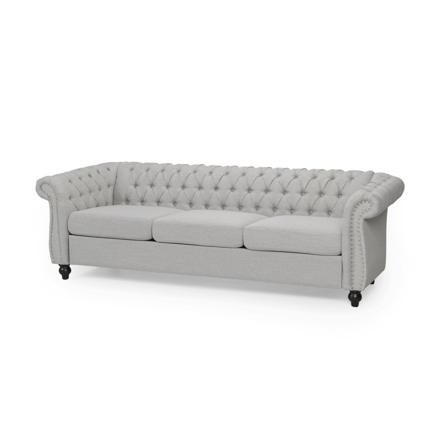 Divano Chesterfield a 3 posti con bottoni e borchie