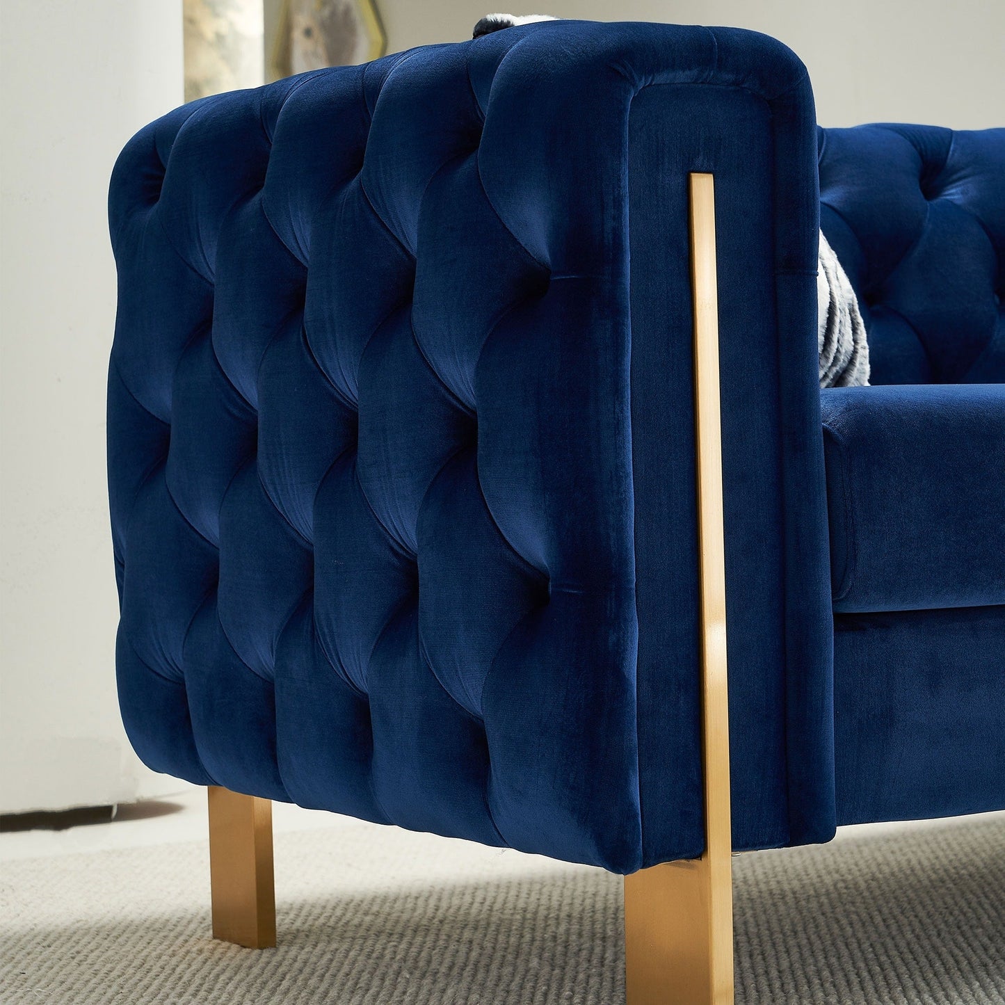 Divano Chesterfield moderno in velluto trapuntato per soggiorno