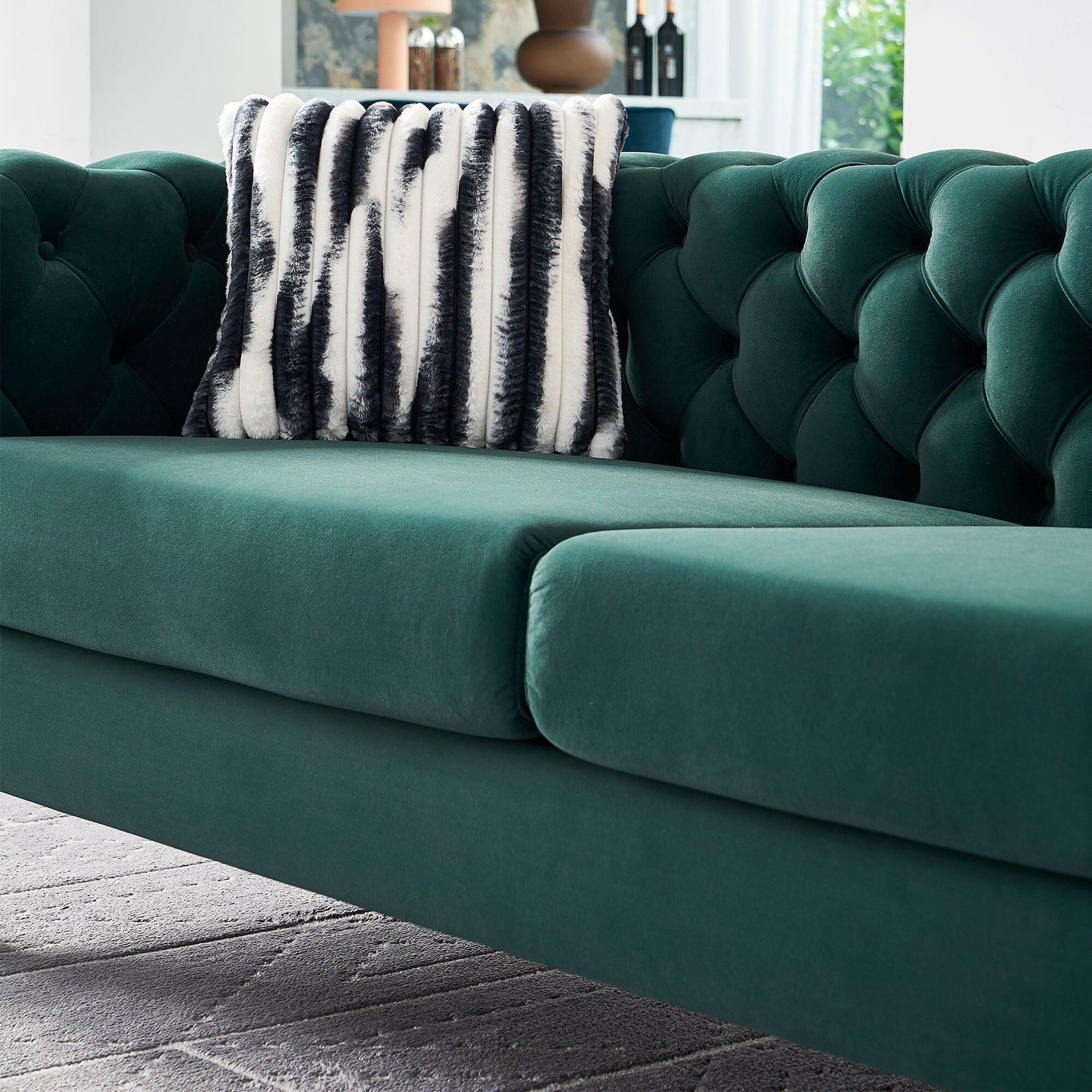 Divano Chesterfield moderno in velluto trapuntato per soggiorno