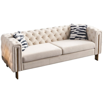 Divano Chesterfield moderno in velluto trapuntato per soggiorno