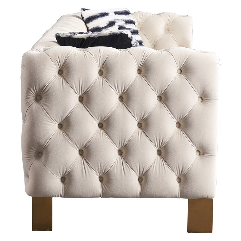 Divano Chesterfield moderno in velluto trapuntato per soggiorno