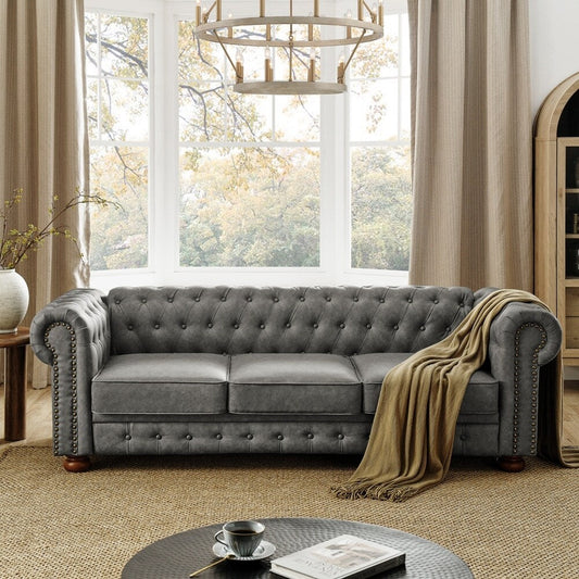 Divano Chesterfield imbottito in PU a 3 posti
