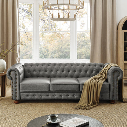 Divano Chesterfield imbottito in PU a 3 posti