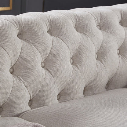 Divano Chesterfield in tessuto di lino