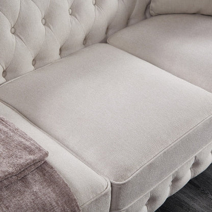 Divano Chesterfield in tessuto di lino