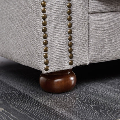 Divano Chesterfield in tessuto di lino
