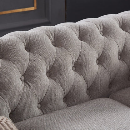 Divano Chesterfield in tessuto di lino