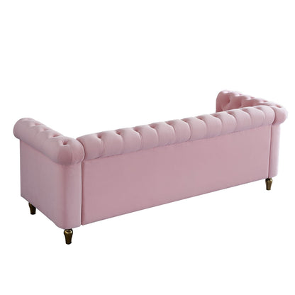 Divano Chesterfield in velluto con finiture dorate