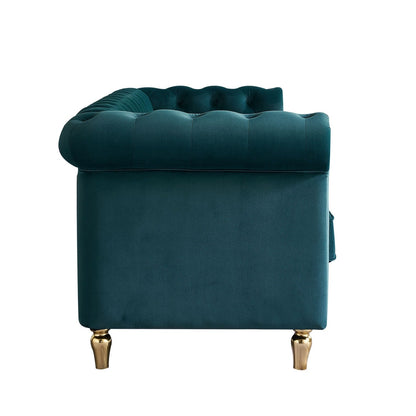 Divano Chesterfield in velluto con finiture dorate