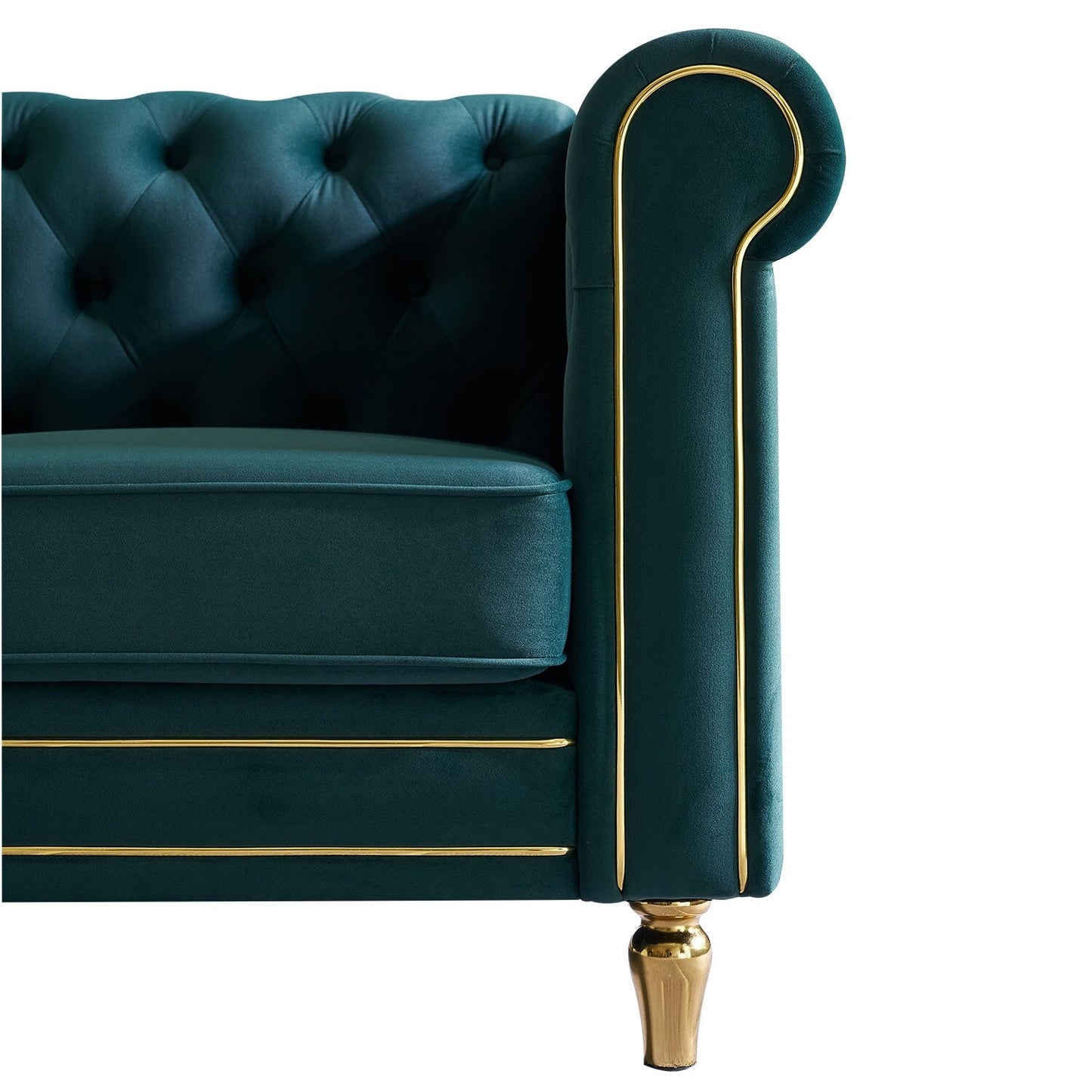 Divano Chesterfield in velluto con finiture dorate