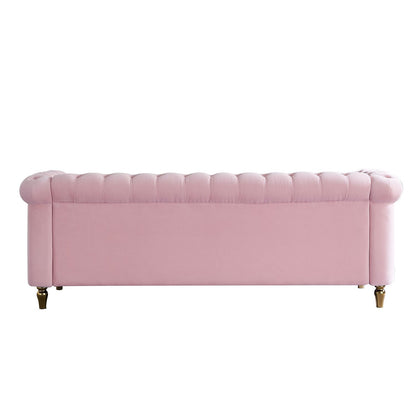 Divano Chesterfield in velluto con finiture dorate