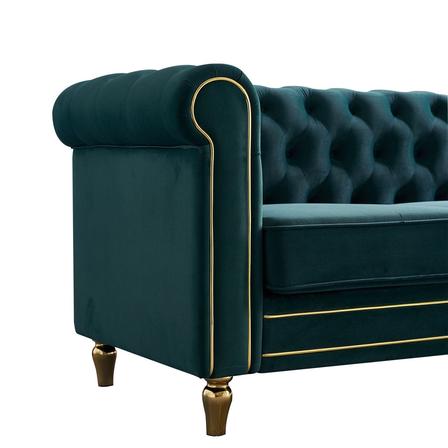 Divano Chesterfield in velluto con finiture dorate