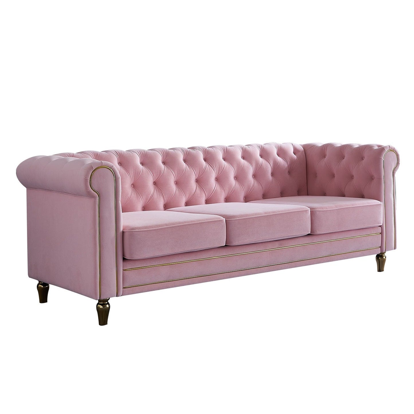 Divano Chesterfield in velluto con finiture dorate