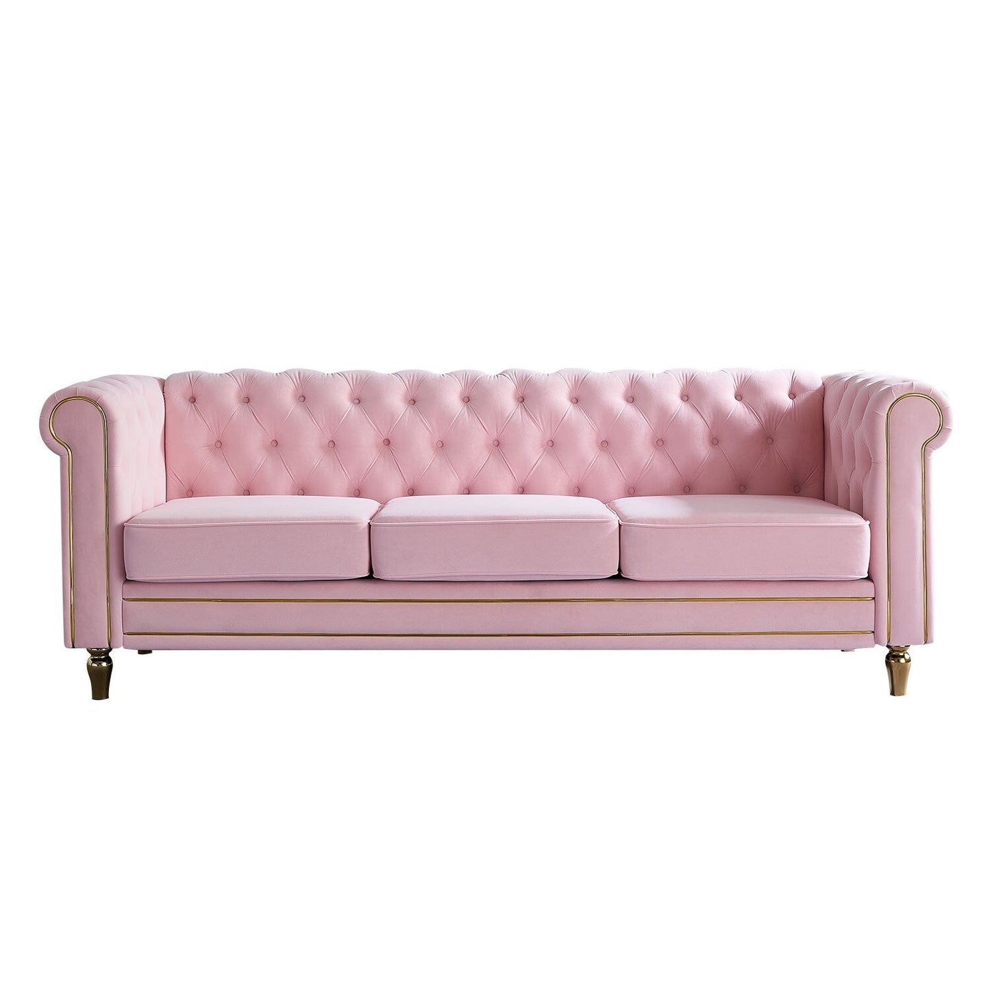 Divano Chesterfield in velluto con finiture dorate