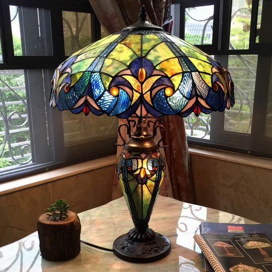 Lampada da tavolo Chloe Tiffany Style a doppia illuminazione, 2 e 1 luce