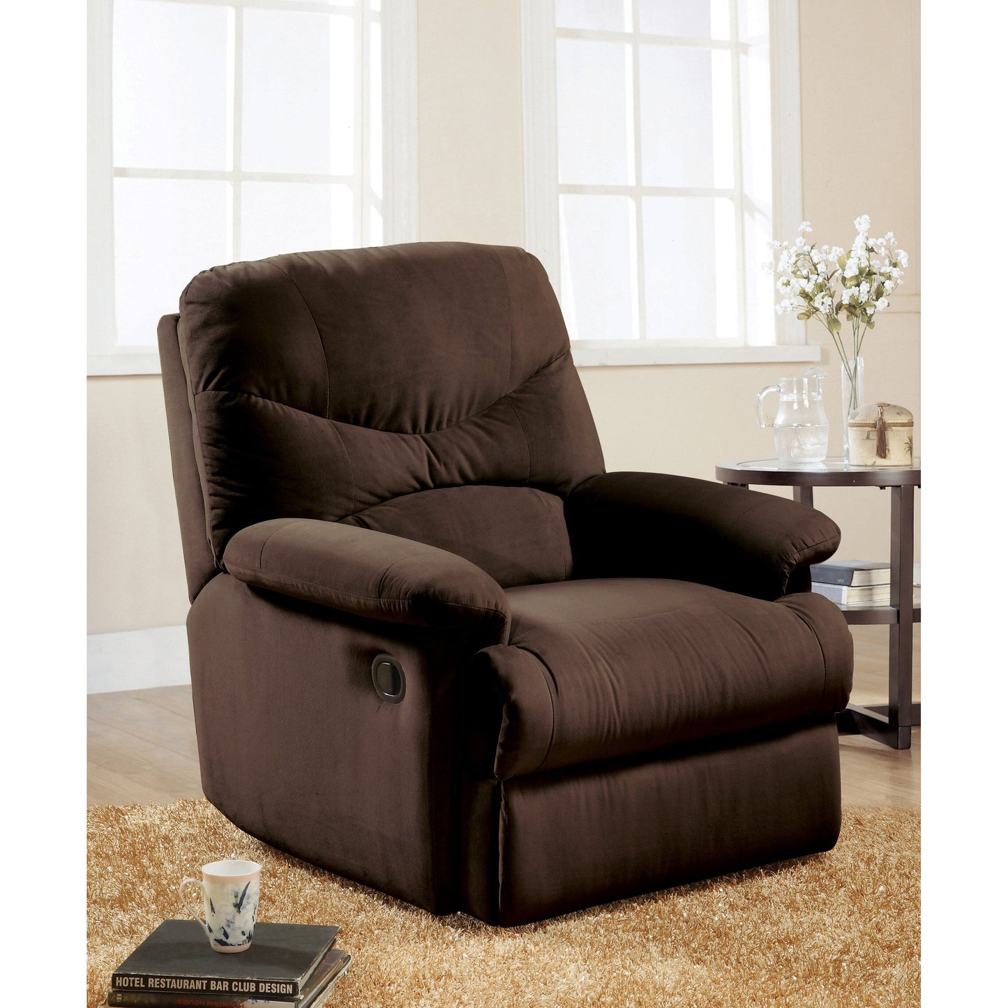 Poltrona reclinabile Motion Glider in microfibra color cioccolato