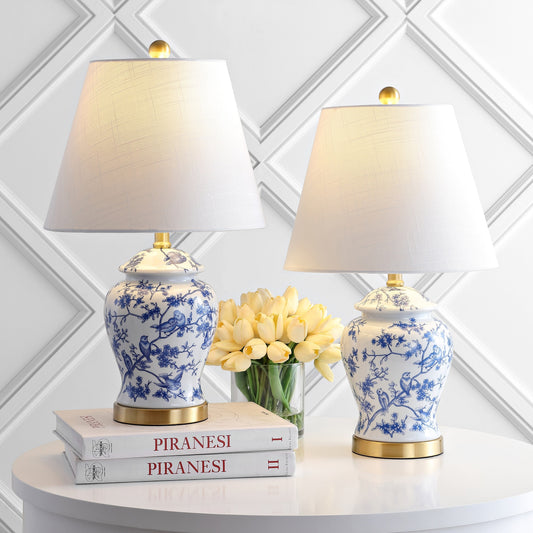 Lampada da tavolo Choi 22 Chinoiserie, blu/bianca (set da 2) di JONATHAN Y