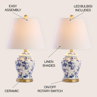 Lampada da tavolo Choi 22 Chinoiserie, blu/bianca (set da 2) di JONATHAN Y