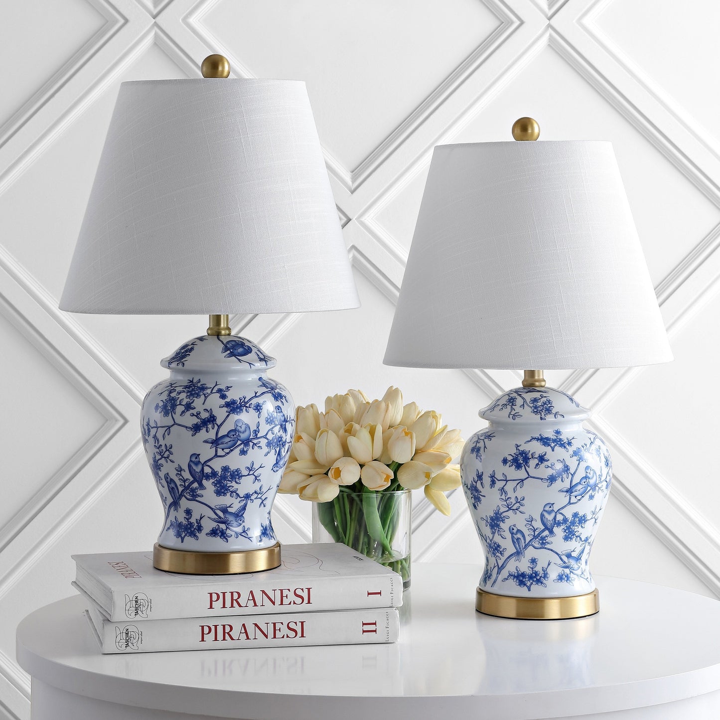 Lampada da tavolo Choi 22 Chinoiserie, blu/bianca (set da 2) di JONATHAN Y