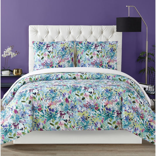 Set copripiumino da 3 pezzi Christian Siriano NY Dahlia Watercolor Floral