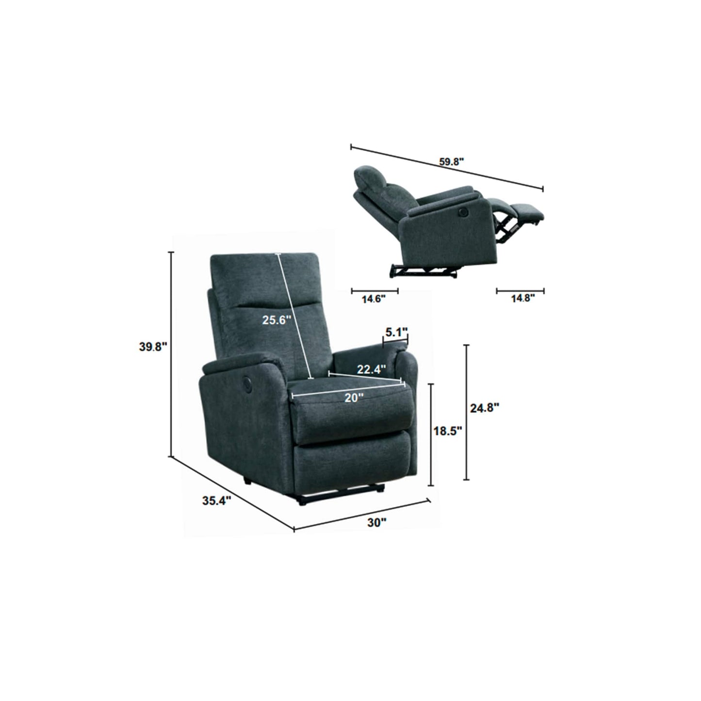 Christopher Knight Home - Poltrona reclinabile elettrica Hudson con ricarica USB