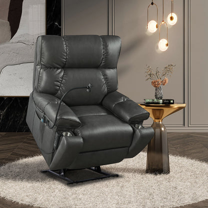Christopher Knight Home - Poltrona reclinabile elettrica con doppio motore, massaggio, riscaldamento, portabicchieri e supporto regolabile per telefono
