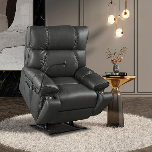 Christopher Knight Home - Poltrona reclinabile elettrica con doppio motore, massaggio, riscaldamento, portabicchieri e supporto regolabile per telefono