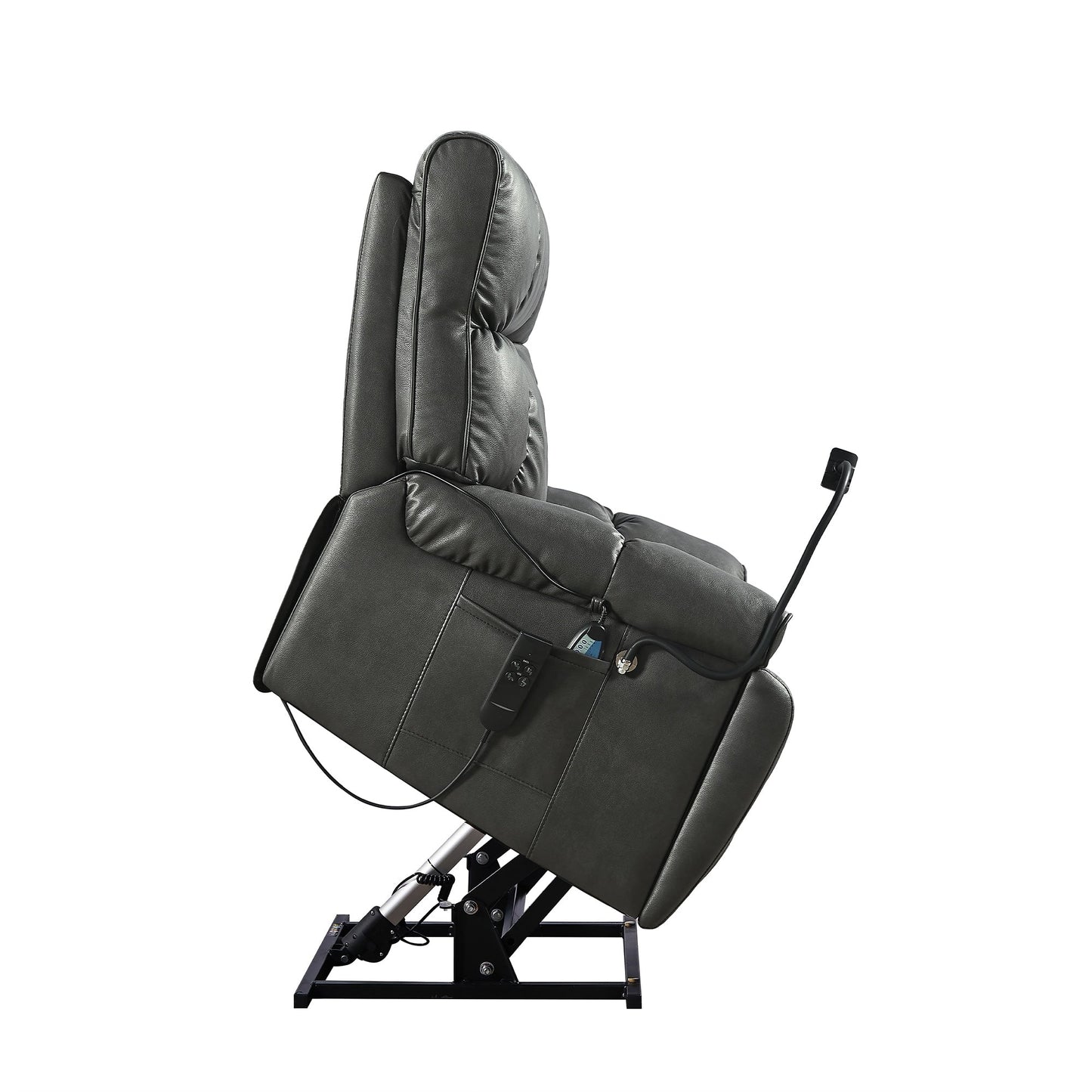 Christopher Knight Home - Poltrona reclinabile elettrica con doppio motore, massaggio, riscaldamento, portabicchieri e supporto regolabile per telefono