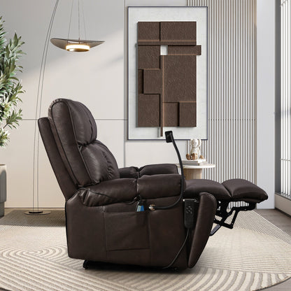 Christopher Knight Home - Poltrona reclinabile elettrica con doppio motore, massaggio, riscaldamento, portabicchieri e supporto regolabile per telefono