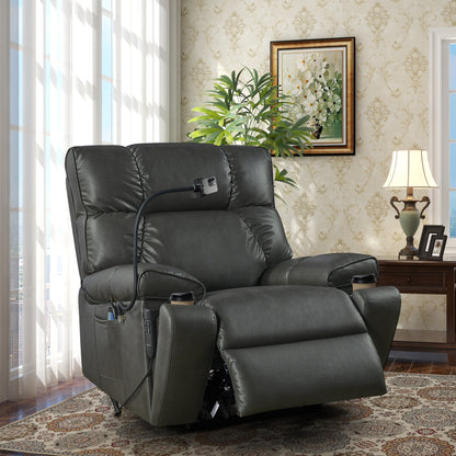 Christopher Knight Home - Poltrona reclinabile elettrica con doppio motore, massaggio, riscaldamento, portabicchieri e supporto regolabile per telefono