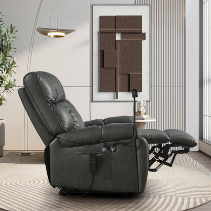Christopher Knight Home - Poltrona reclinabile elettrica con doppio motore, massaggio, riscaldamento, portabicchieri e supporto regolabile per telefono