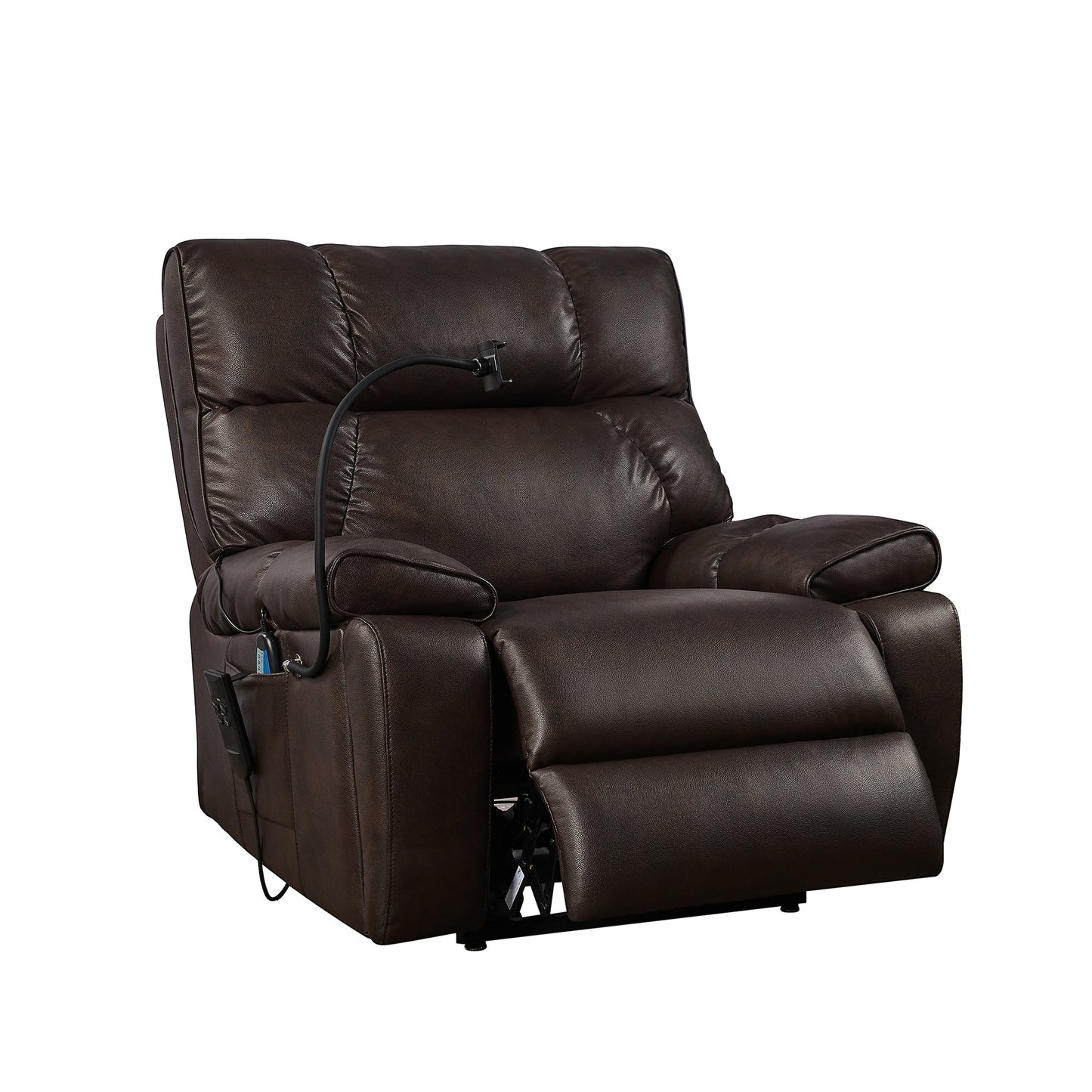 Christopher Knight Home - Poltrona reclinabile elettrica con doppio motore, massaggio, riscaldamento, portabicchieri e supporto regolabile per telefono