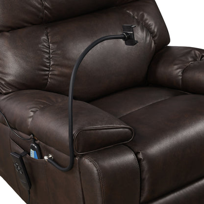 Christopher Knight Home - Poltrona reclinabile elettrica con doppio motore, massaggio, riscaldamento, portabicchieri e supporto regolabile per telefono