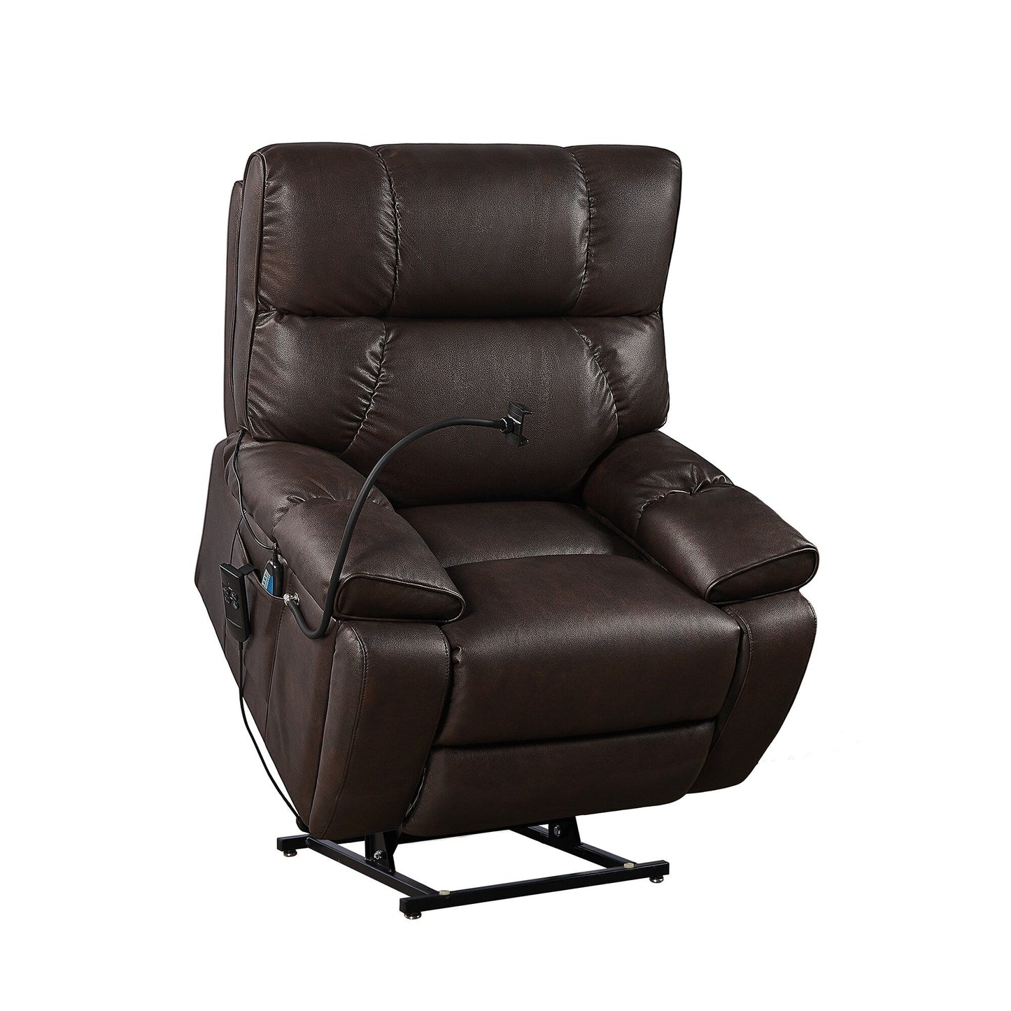 Christopher Knight Home - Poltrona reclinabile elettrica con doppio motore, massaggio, riscaldamento, portabicchieri e supporto regolabile per telefono