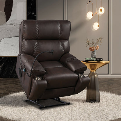 Christopher Knight Home - Poltrona reclinabile elettrica con doppio motore, massaggio, riscaldamento, portabicchieri e supporto regolabile per telefono