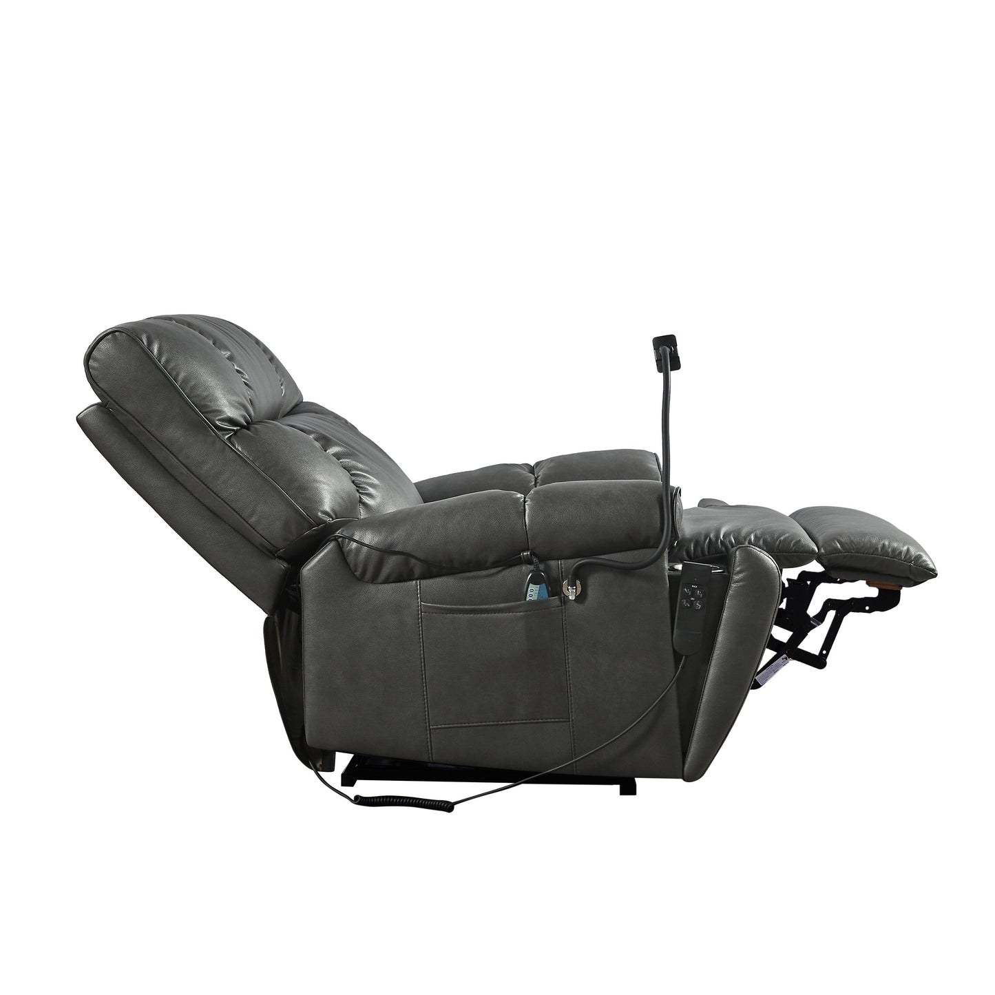 Christopher Knight Home - Poltrona reclinabile elettrica con doppio motore, massaggio, riscaldamento, portabicchieri e supporto regolabile per telefono