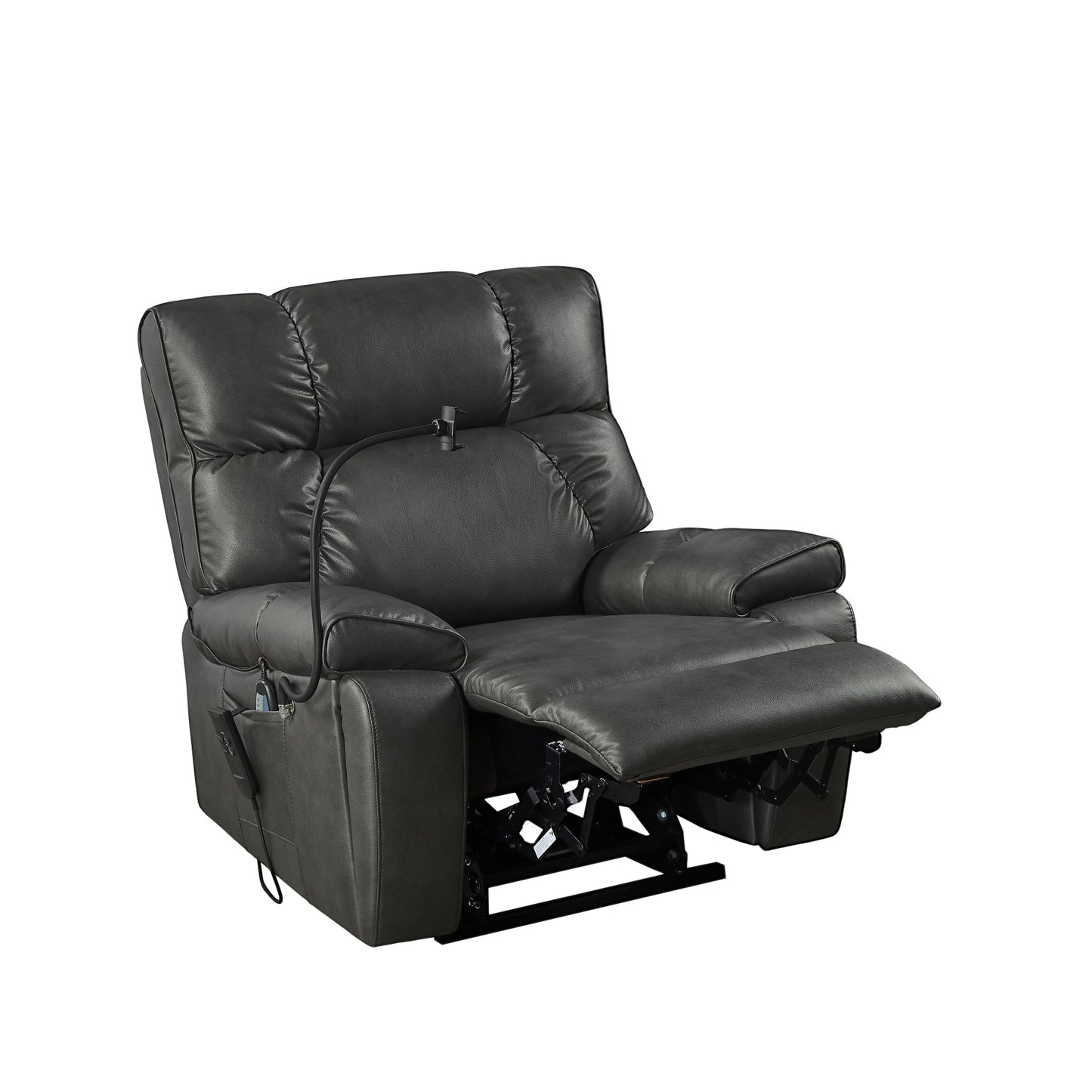 Christopher Knight Home - Poltrona reclinabile elettrica con doppio motore, massaggio, riscaldamento, portabicchieri e supporto regolabile per telefono
