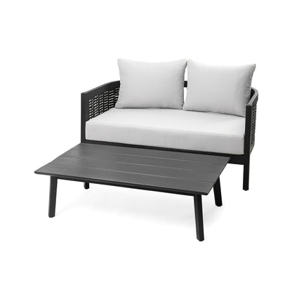 Christopher Knight Home Burchett, set di divani e tavolini da esterno in legno di acacia con cuscini Sunbrella opzionali