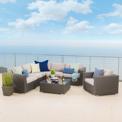 Christopher Knight Home Santa Rosa Outdoor Set di 7 sedute in vimini componibili